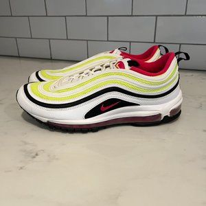 Nike Air Max 97 White Black Volt Rush Pink (Men 10/Women 11.5)